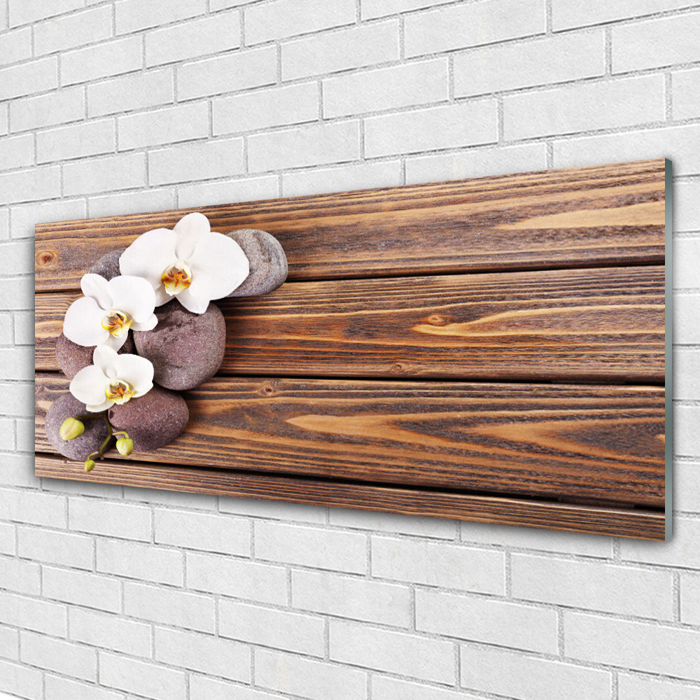 Tableau de luxe en Plexiglas® fleurs et pierres 125x50 cm