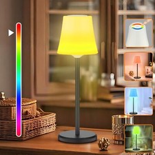Cordless Table LampsCordless Small Table Lamp RechargeableRGB Modes 3 Color...