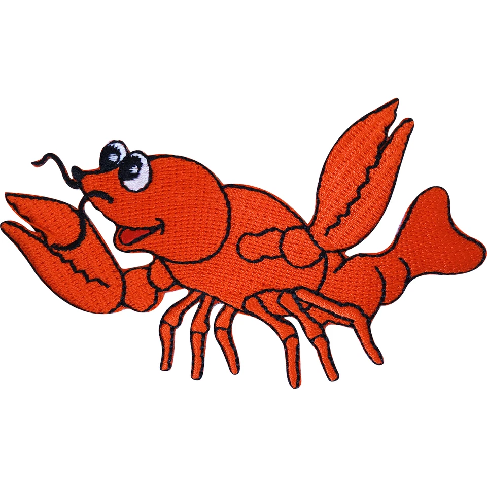 Embroidered Iron On Lobster Patch Sew On Clothes Badge Crab Sea Animal Crayfish