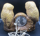 Vintage Chalkware Double Owl TV Mantle Clock Full Working Condition Lanshire — photo 6
