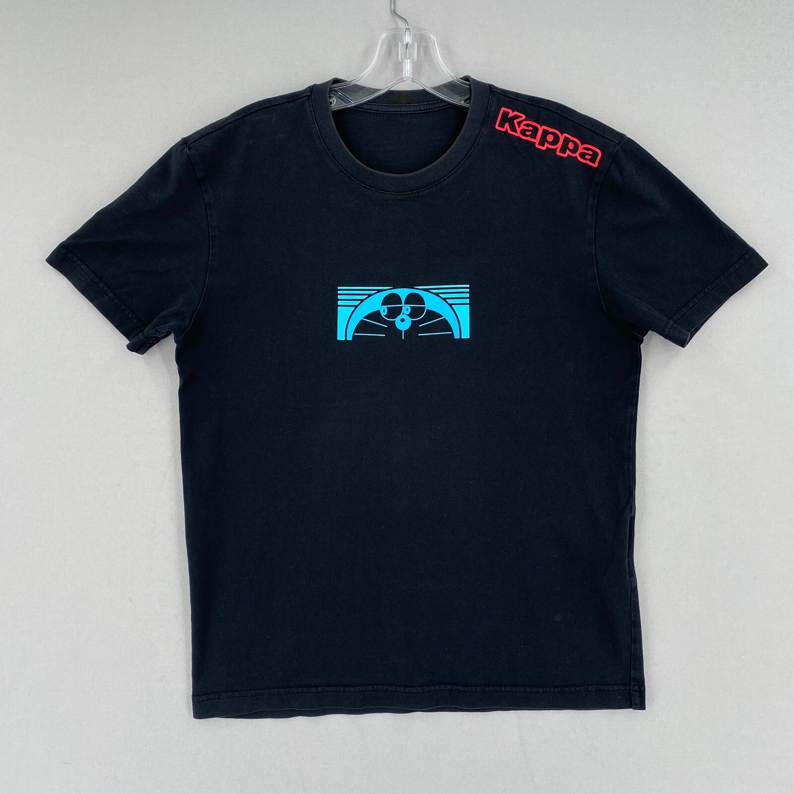 Camiseta gráfica KAPPA x Doraemon para mujer talla mediana negra manga corta anime Japón