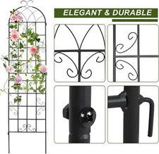 2 Pack 86.2" x 19.7" Metal Garden Trellis for Climbing Plant Rose Flower Support