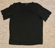Banana Republic Black Short Sleeve BoHo Blouse M