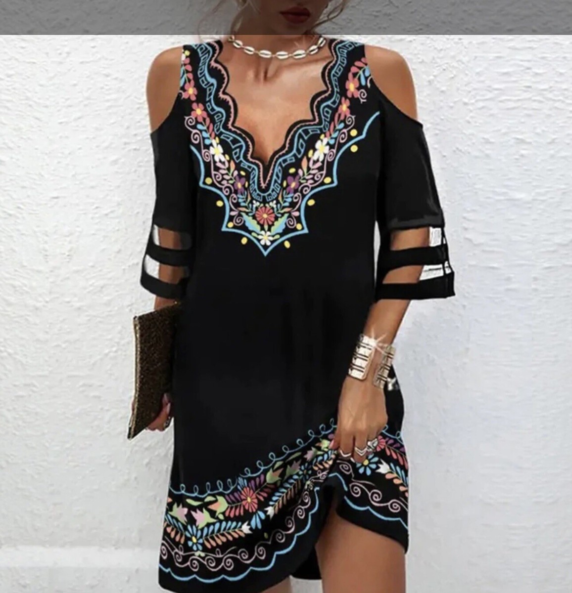 ethnic short dress Ethnic Wear Ethnic Short Dresses Mustard Ethnic Motif Printed Viscose Short Dress With Dori