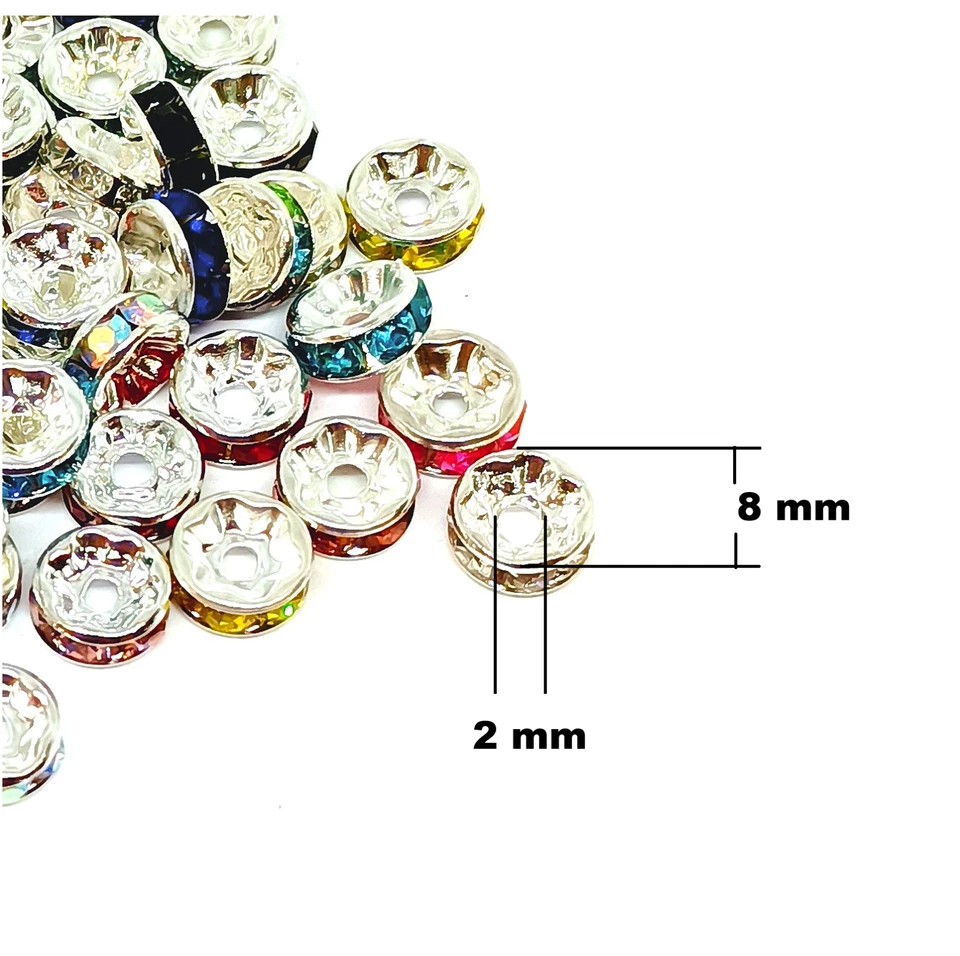 1000 pcs A+ glass rhinestone rondelle spacer beads in various colours and sizes - Image 2 of 2