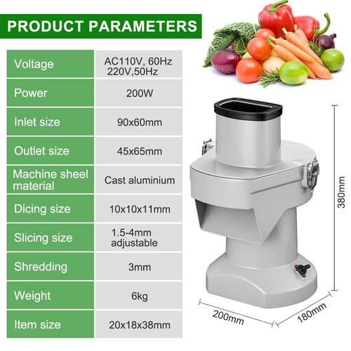 Trituradora cortadora eléctrica comercial trituradora de espesor para verduras frutas - Imagen 2 de 14