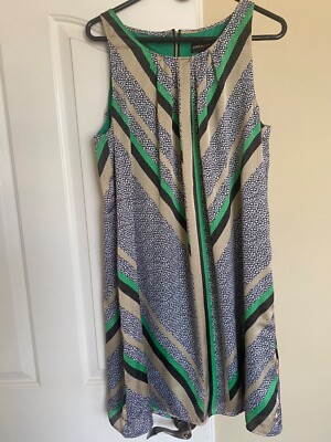 dana buchman green dress Sleeveless Multicolor XL adjustable corset lace-up closure