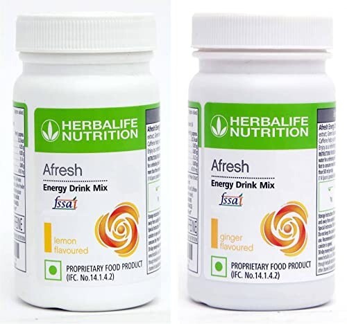 HERBLIFE Afresh Energy Drink Mix - Lemon & Ginger Flavor Pack Of 2 Free Ship