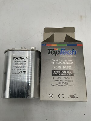 TopTech TT-CAP Oval Capacitor 20+5 MFD 370 or 440 VAC
