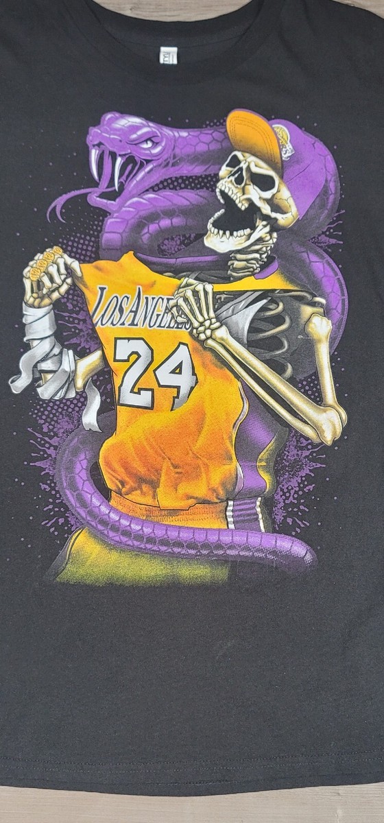 Los Angeles Lakers Kobe Bryant #24 Skeleton tshirt Black