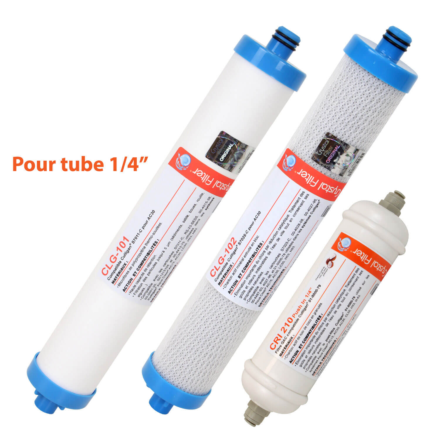 Cartouches AC30 compatibles triple action sédiment et double charbon en lot de 3