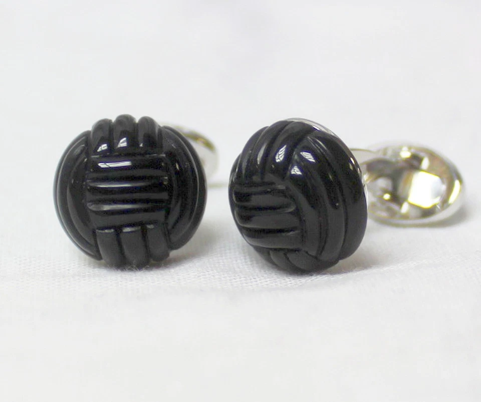 TUMI トゥミ Nó de pedra esculpida 925 abotoaduras de prata homens negócios pai presente de férias - Imagem 4 de 4