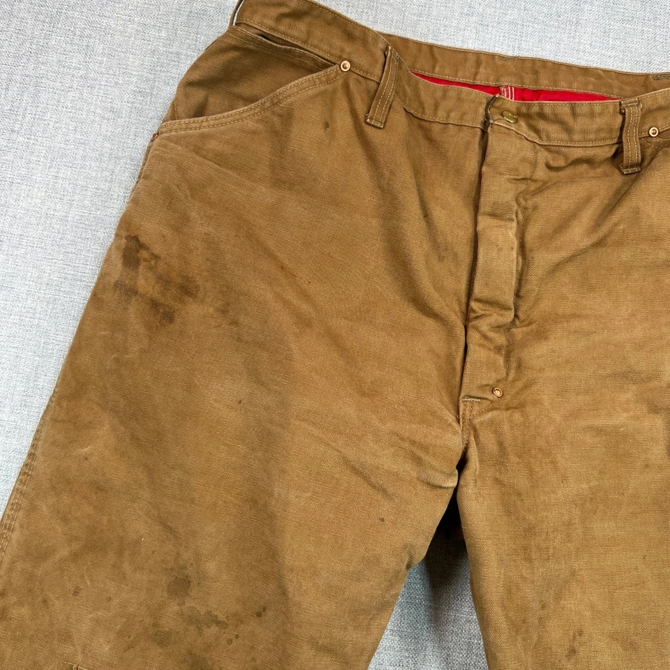 Pantalones de Trabajo Vintage Carhartt Acolchados Pato Hombres 38x29 Marrón Lona Aislados EE. UU. Foto 4 de 4