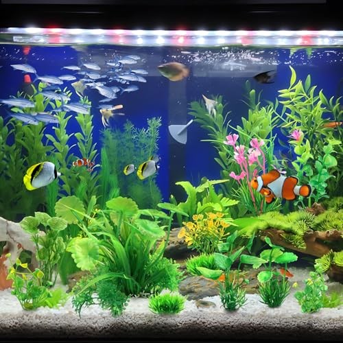 View of Fish Tank Accessories Aquarium Decorations Plants, 11cs Small Goldfish ...