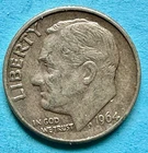 1964-D Roosevelt Dime. 90% Silver. AU Condition. Charity Auction. ￼