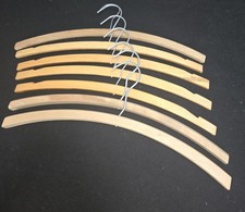 Lot Of 7 Vintage Curved 16" Wooden Clothes Hangers for Dresses Shirts Blouses