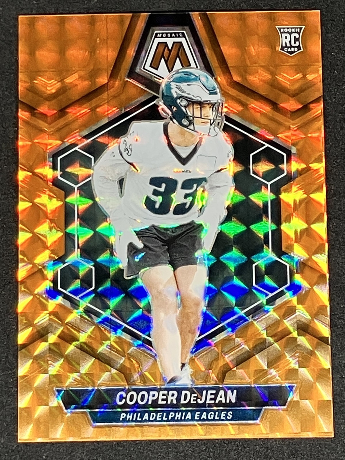 2024 Panini Mosaic Cooper DeJean #340 Orange Mosaic Prizm /199 RC