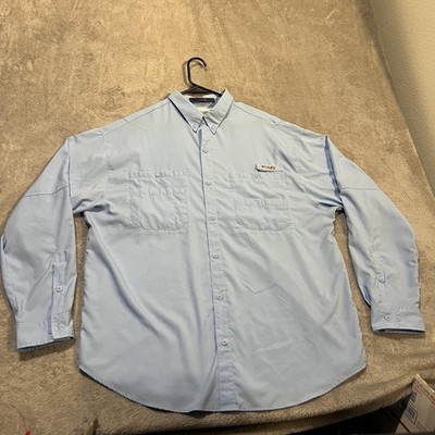 Columbia PFG Tamiami Shirt Mens XLT Blue Long Sleeve Fishing UPF Vented