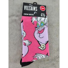 Disney Villains Ursula Crew Socks Pink Purple Size 9-13 The Little Mermaid