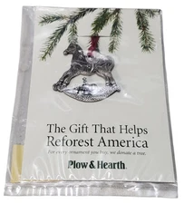 Plow & Hearth Pewter Christmas Ornament Rocking Horse
