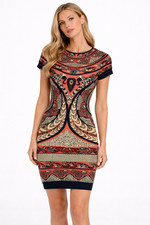 Alexander McQueen Italy Wool Silk Intarsia Baroque Jacquard Knit Dress S = 4/6