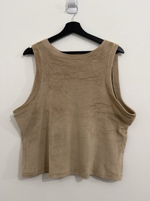 SKIMS Damen Tanktop Velours Beige Weich Gr 2XL Neuwertig