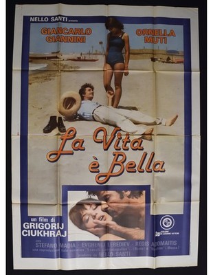 Werbeplakat Leben E' Bella Ornella Muti Giancarlo Giannini Sideboard Beach A38