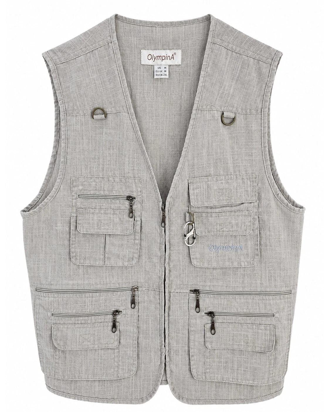 OlympinA Utility Vest Mens M Beige Fishing Travel Safari Cargo Multi Pocket