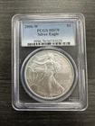 2006 W PCGS MS70 AMERICAN SILVER EAGLE  Old Blue Holder -D22