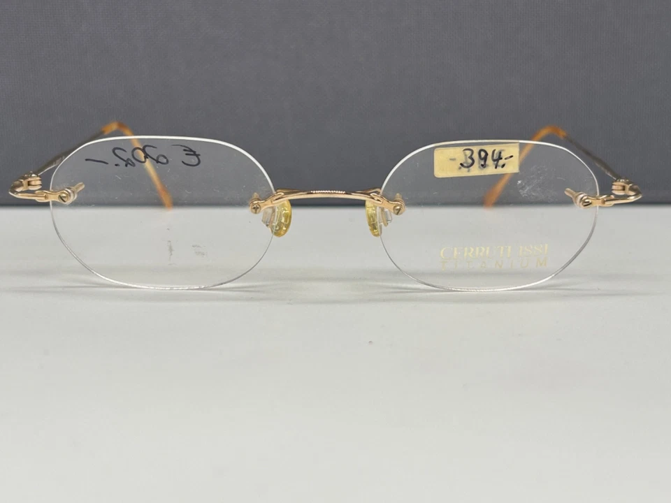 Cerutti Brille Herren Damen Rund oval Titan Gold plated Randlos - Bild 3 von 4