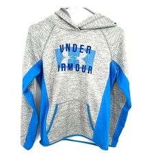 Under Armour Sweatshirt Women XS Gray Blue Loose Cold Gear Hooded Active Lounge