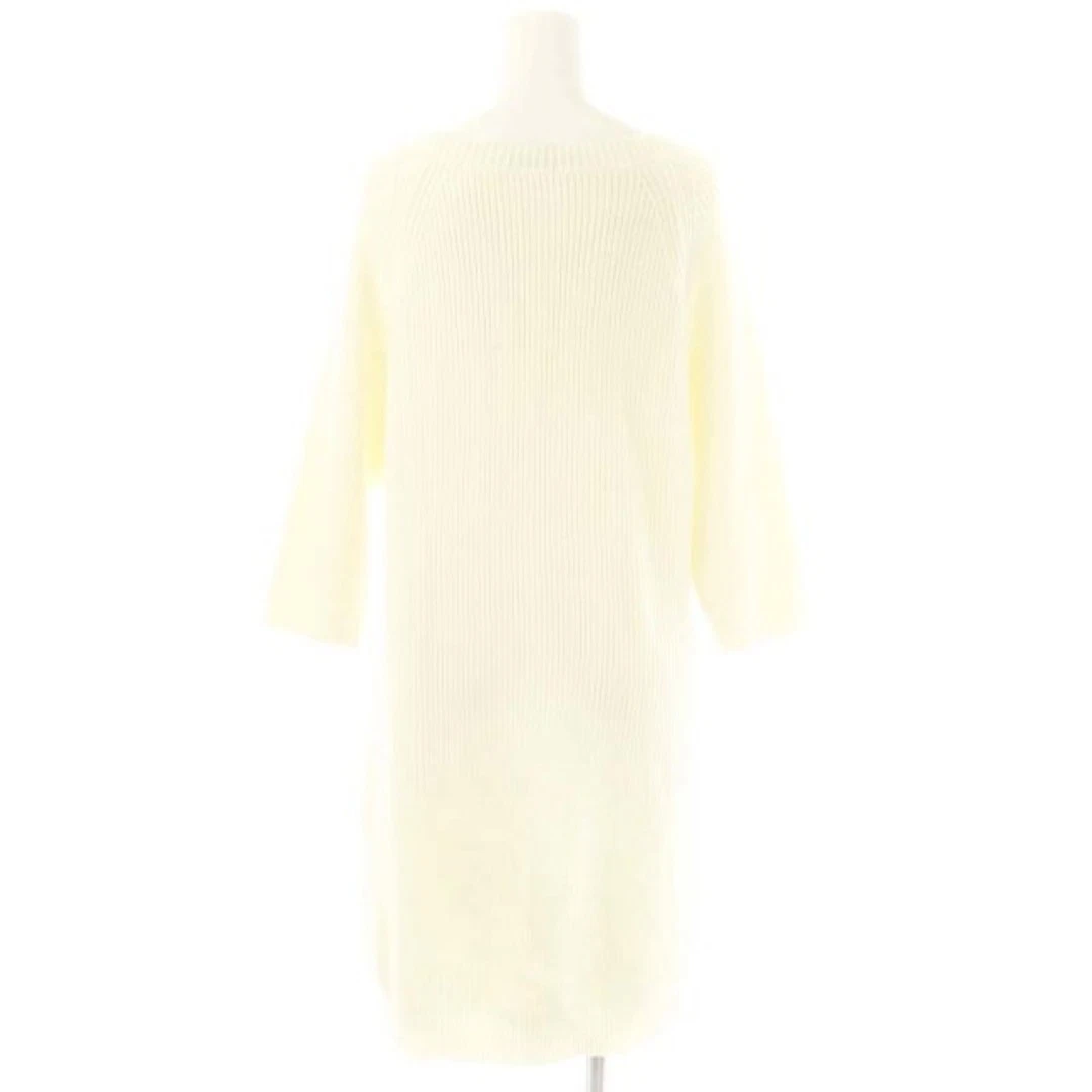 OFF WHITE Elisabetta Franchi Button Cable Knit Dress Knee Length 40 Off White ES U 348d