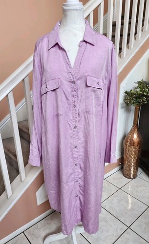 NWT TERRA & SKY Violet Collared Long Sleeve Button Front Shirt Dress Sz 24W-26W