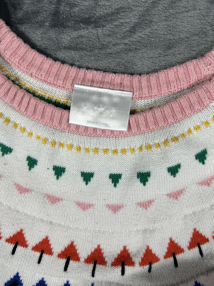 Hanna Andersson Fair Isle Sweater Dress Size 14-16 160 cm Black Pink White - Image 3 of 4