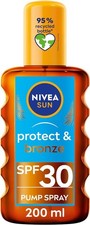 NIVEA SUN Protect & Bronze Oil Spray SPF 30 200ml Tan Accelerator Sunscreen 47.45 per litre