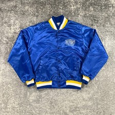 Vintage Dupont Automotive Jacket Mens Medium M Blue Yellow Satin Bomber 80s USA