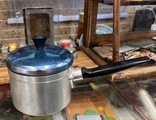 VINTAGE ALUMINIUM SAUCEPAN Blue ANODISED LID BAKELITE HANDLE