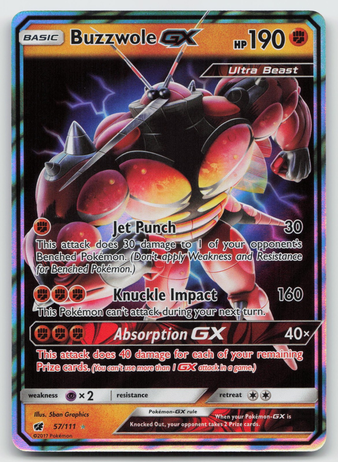 Buzzwole GX SM - Crimson Invasion Fighting Ultra Rare 57/111 NM