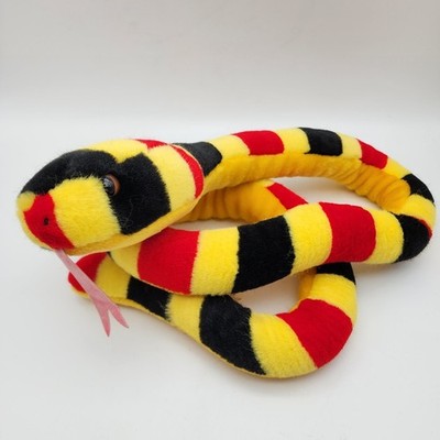 Vtg K&M International Carnival Python Snake Plush Toy 54'' Red Black Yellow 2004