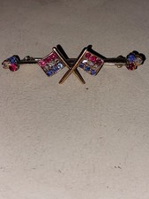 Gold Ruby Diamond And Sapphire Brooch In The Form Of Crossed Netherlands Flags