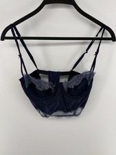 Victoria's Secret Dream Angels Corset Bra Bustier 34B Lace Blue Silk
