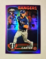 Evan Carter 2024 Topps Chrome RC PURPLE REFRACTOR 226/250 Rangers #136 N6