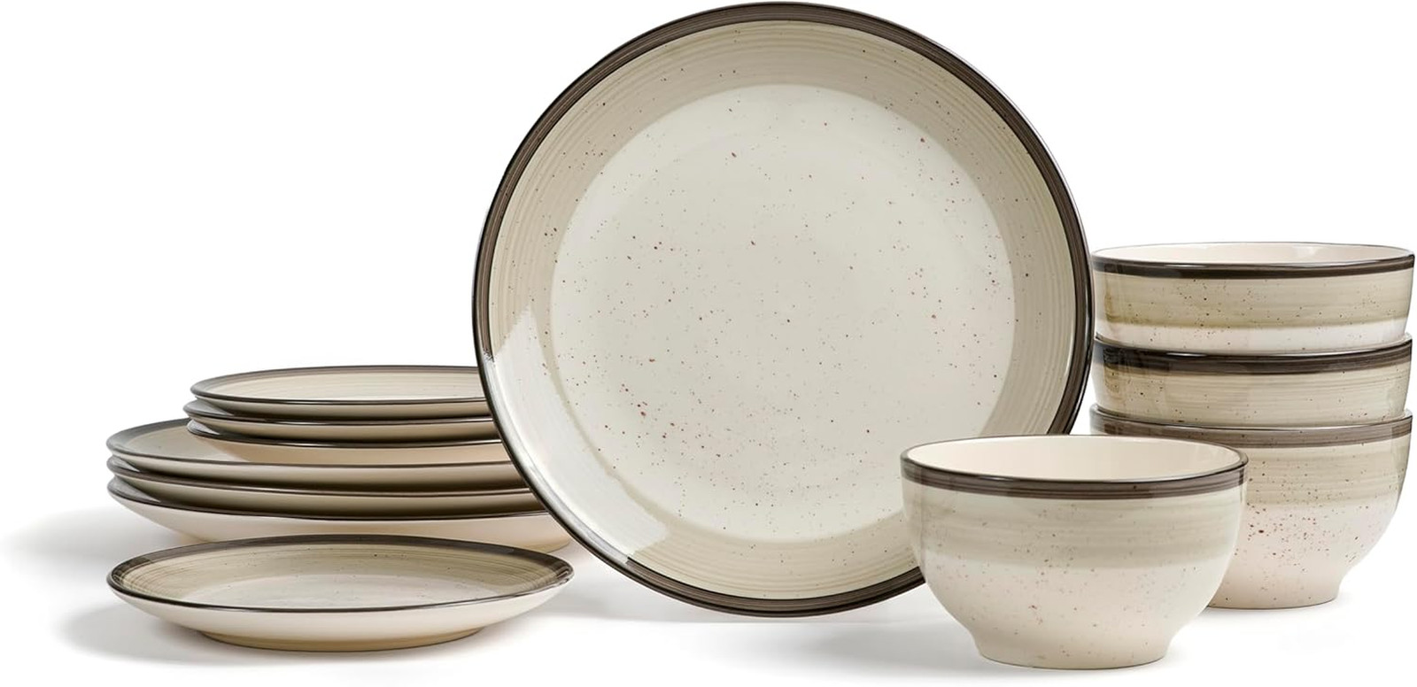 Harlow 12-Piece Beige Earthenware Dinnerware Set for Elegant Dining