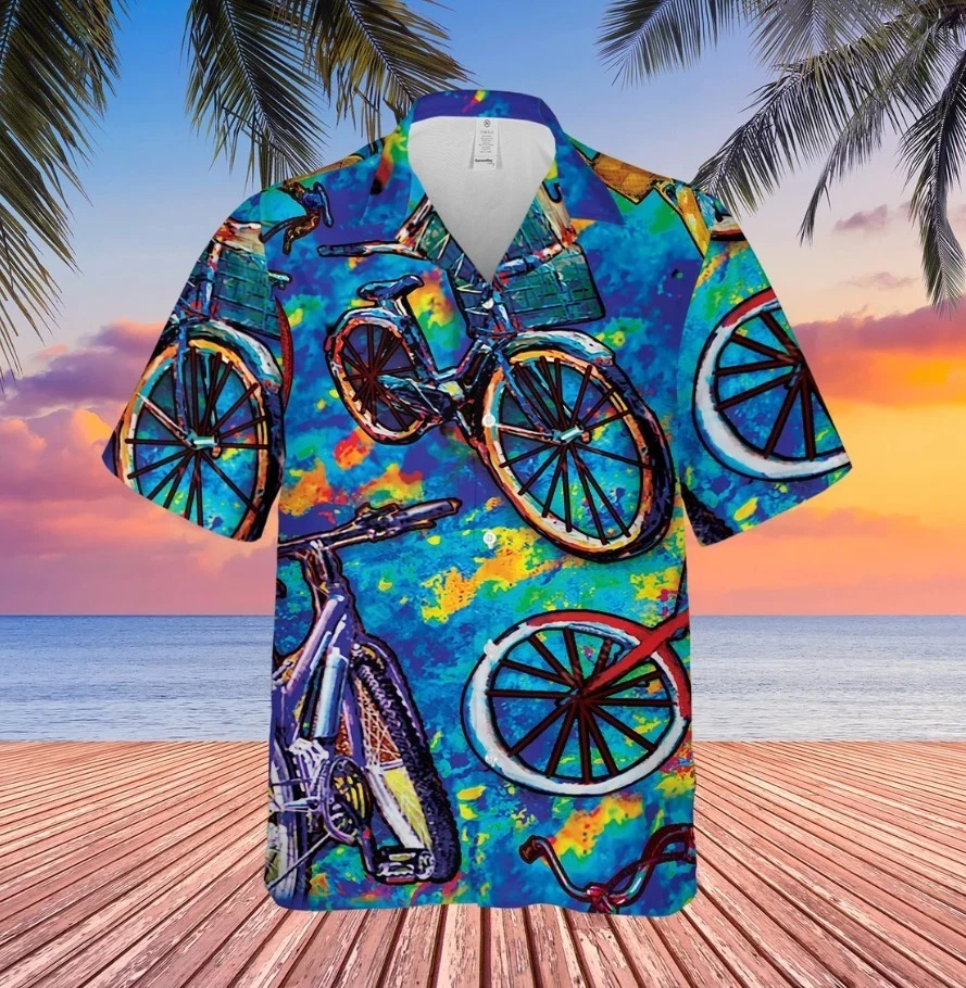 Colorful Bike Hawaiian Shirt, Bicycle Lover Hawaii Shirt, Hawaii Shirt