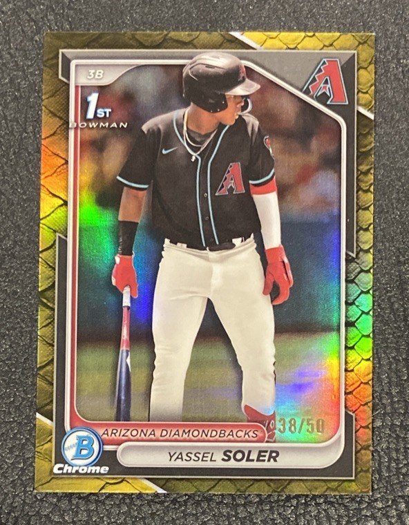 2024 Bowman Chrome Yassel Soler 1st Gold Reptilian Refractor /50 Diamondbacks🔥