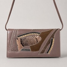 Vintage Varon Patchwork Pythons Exotic Leather Envelope Clutch Shoulder Bag
