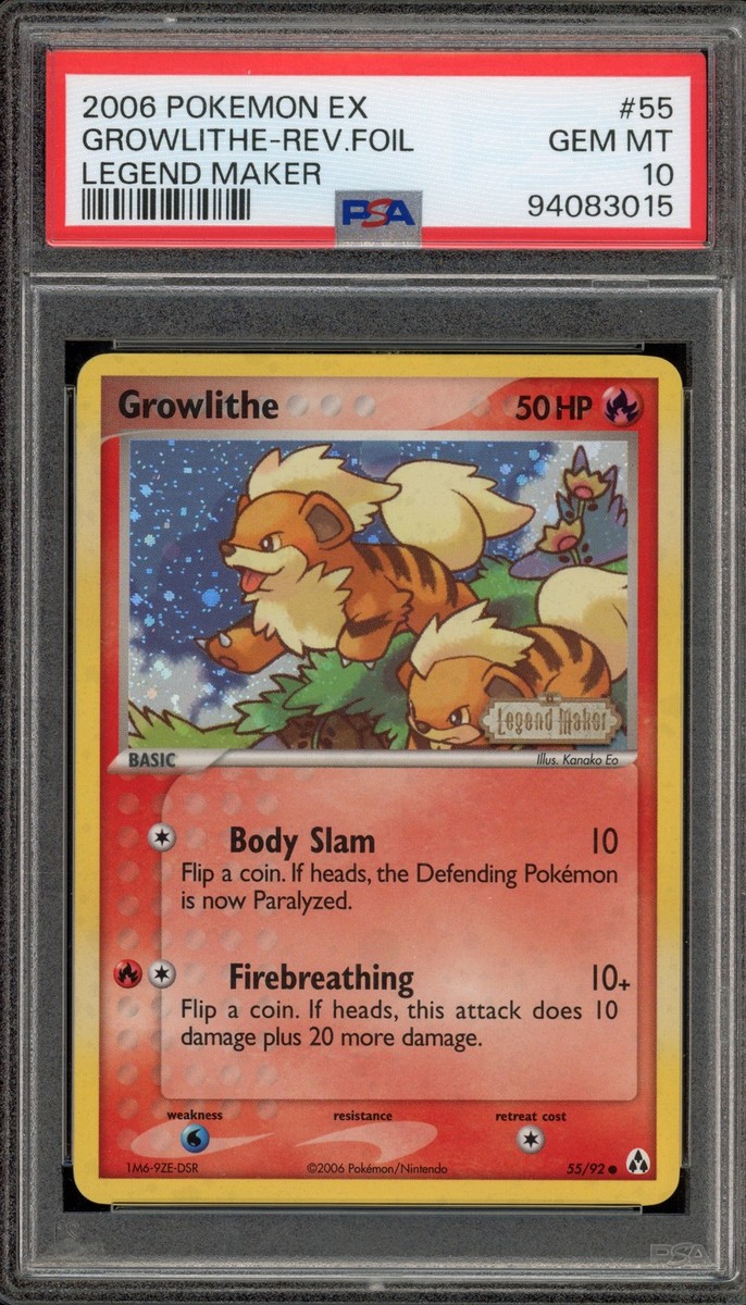 Pokemon Growlithe EX Legend Maker Reverse Holo #55 PSA 10 Gem Mint