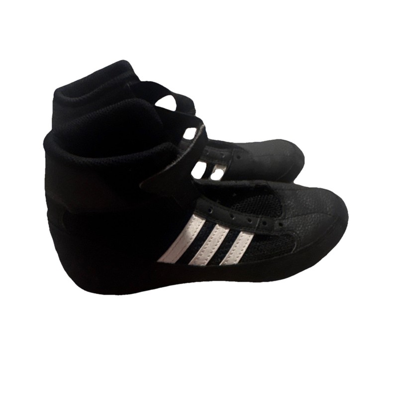 adidas Wrestling Shoes Black with White Stripes US 2 youth