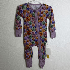 NWT-Halloween Pumpkin Print double zip One Piece- size 3-6 months