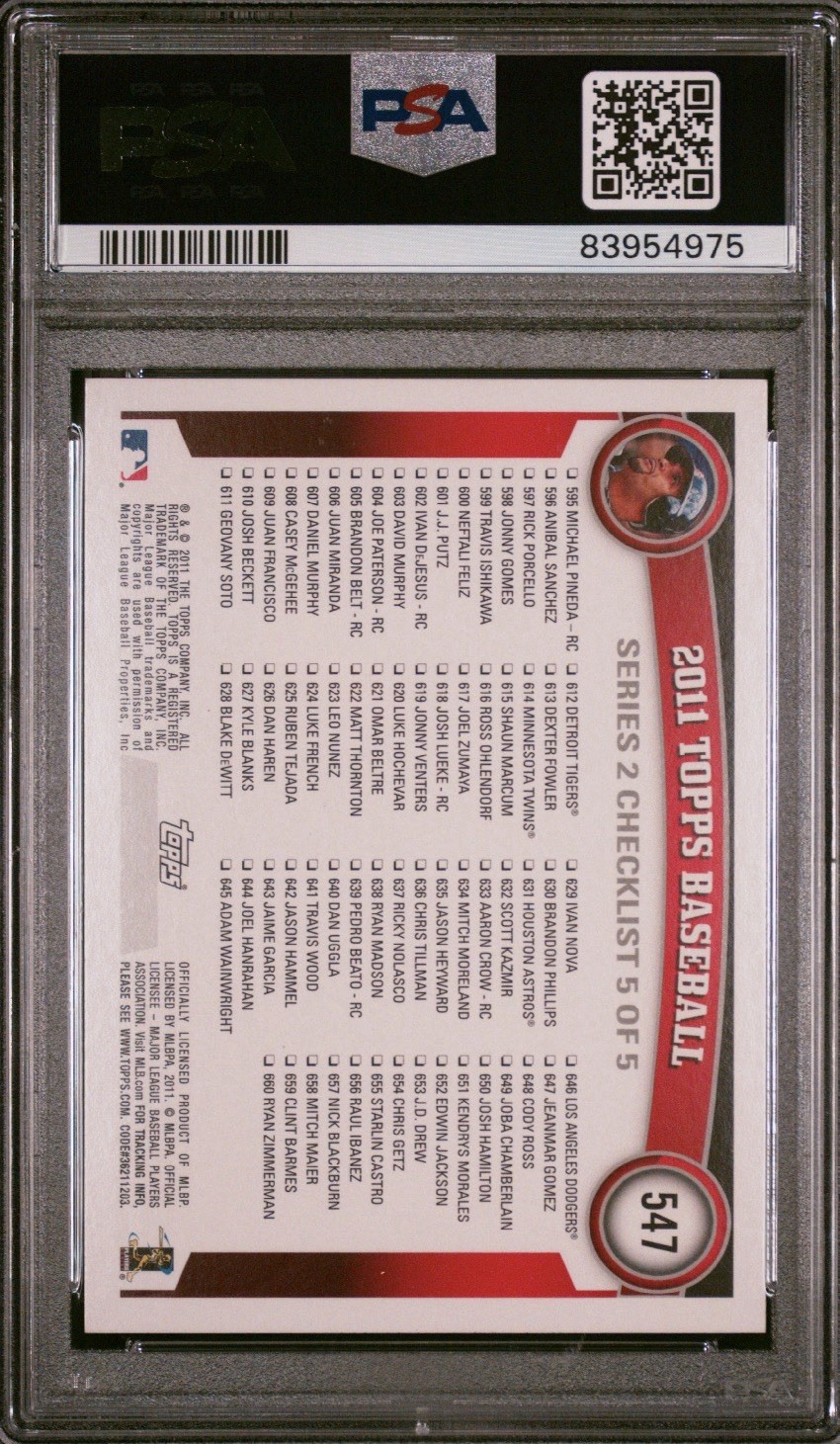 2011 Topps  Albert Pujols Diamond Anniversary PSA 10 GEM MT  #547 Cardinals view 2